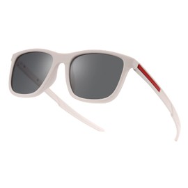 POLARKING Retro Polarized Sunglasses For Men Women,Square Sport Sun Glasses Shades Shady Rays for Fishing Driving UV Protection White