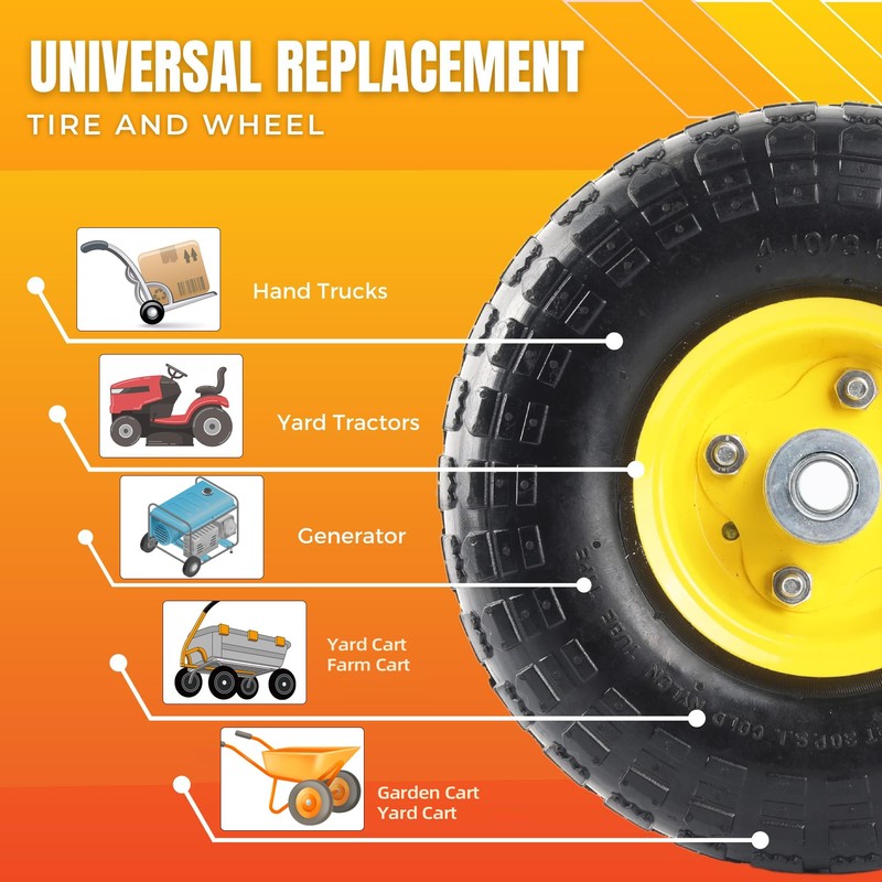 (4 Pack) AR-PRO 4.10/3.50-4" All Purpose Utility Air Tires and