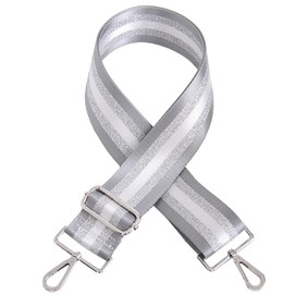 ILUFAM Stripes 5cm Wide Shoulder Bag Strap Replacement Belt Adjustable Handbag Strap Crossbody Bag Strap Luggage Accessories (Silver&Grey)
