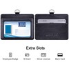 Wisdompro Horizontal ID Card Holder, PU Leather, Double-Sided, Adjustable, Neck