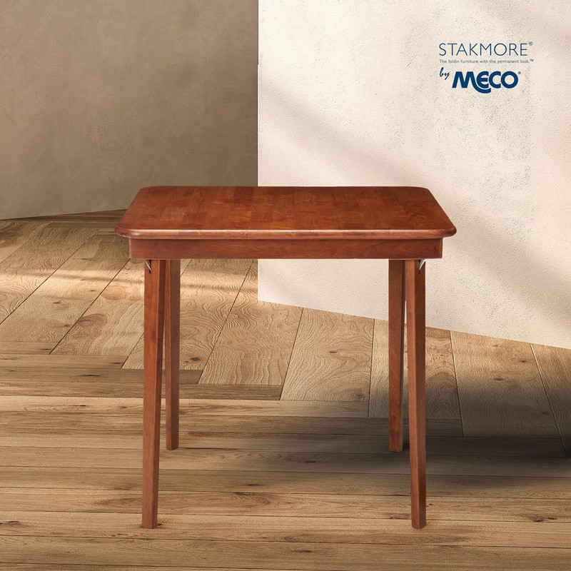 MECO Stakmore Classic Straight Edge Solid Wood Folding Card Table,