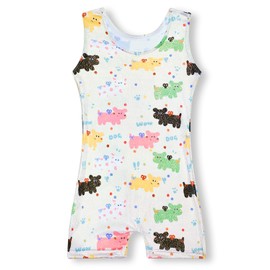 YDMZX Gymnastics Leotards for Girls Size 5-6 5T 6T Toddler Kids Tumbling Outfit Clothes Unitards Biketards Doggy Pattern