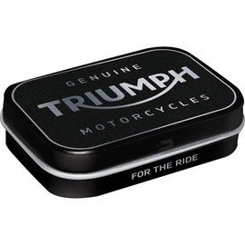 Nostalgic-Art Retro mintbox, 4 x 6 x 1.6 cm, Triumph – Logo Silver – Gift idea for Motorbike Accessories Fans, with Peppermint dragées, Vintage Design