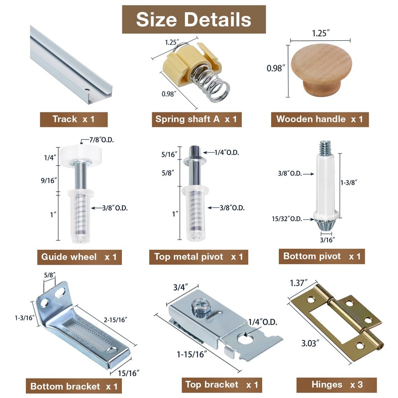Bifold Door Hardware Kit, 36-Inch Bi-fold Closet Door Track Kit