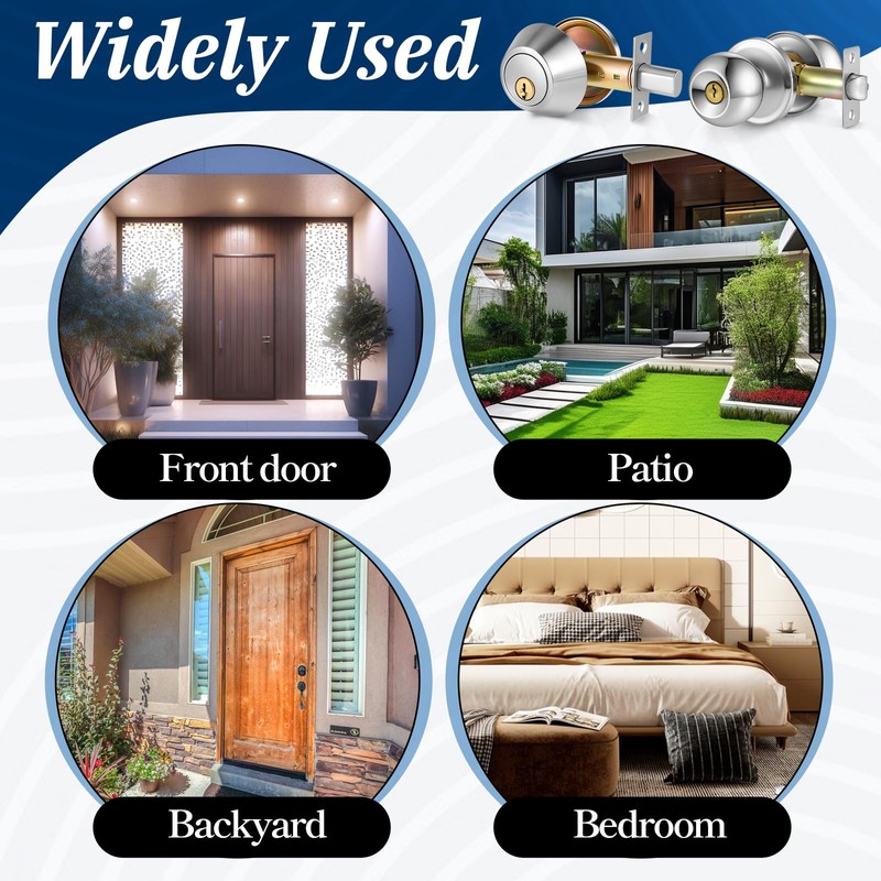 Qulkws 2 Sets Entry Door Knob Entry Dead Bolt Level