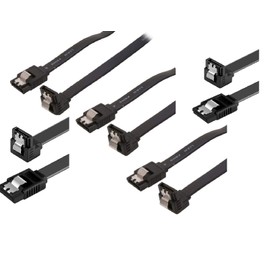 KUYIA Sata-3 Cable With 45cm Black Locking Latch Straight to Right Angle 90 Degree Data Transfer Lead Up to S-ATA/600 Serial ATA | 6Gbps/ 3Gbps/ 1.5Gbps - 5 Pack