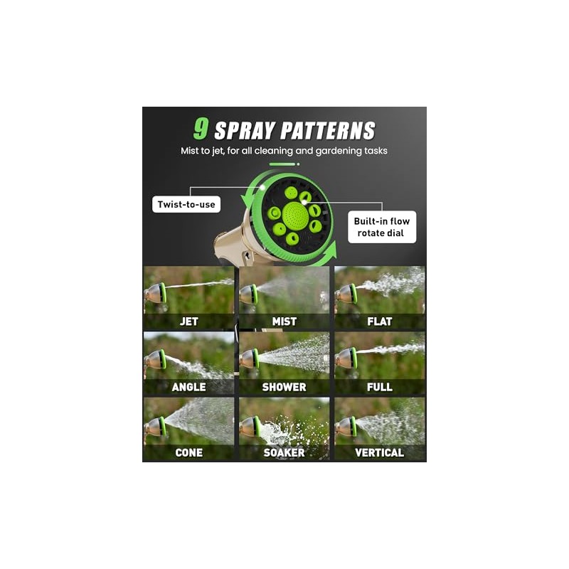 RAINPOINT Heavy Duty Metal Garden Hose Nozzle with 9 Spray