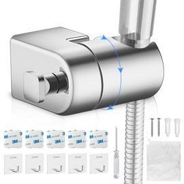 GZhaimai Adjustable Shower Head Holder, 360° Rotatable Hand Shower Holder, Shower Head Holder for Hand Shower or Shower Head, with Mounting Accessories, Storage Bag & Hooks
