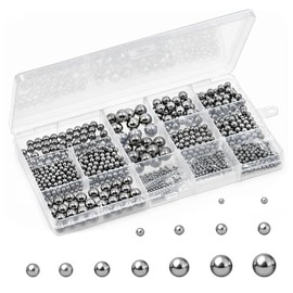 Mardatt Sfere in acciaio, dimensioni assortite, 1085 pezzi, 13 misure, sfere in acciaio, 2 mm, 2,5 mm, 3 mm, 3,5 mm, 4 mm, 4,5 mm, 5,5 mm, 6 mm, 7 mm, 8 mm, 9 mm, 10 mm, metriche