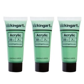 KINGART 500-128 PRO Artist Quality EMERALD GREEN Acrylic Paint, 22ml (0.74oz) Tubes, 3 Pack - Set (66ml Total), Emerald Green