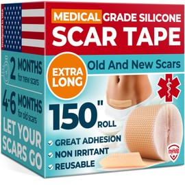 Medical Grade Silicone Scar Tape - 1.6”x150” - Visible Difference on Keloid & С-Section - Reusable Silicone Scar Sheets - Easy to Use