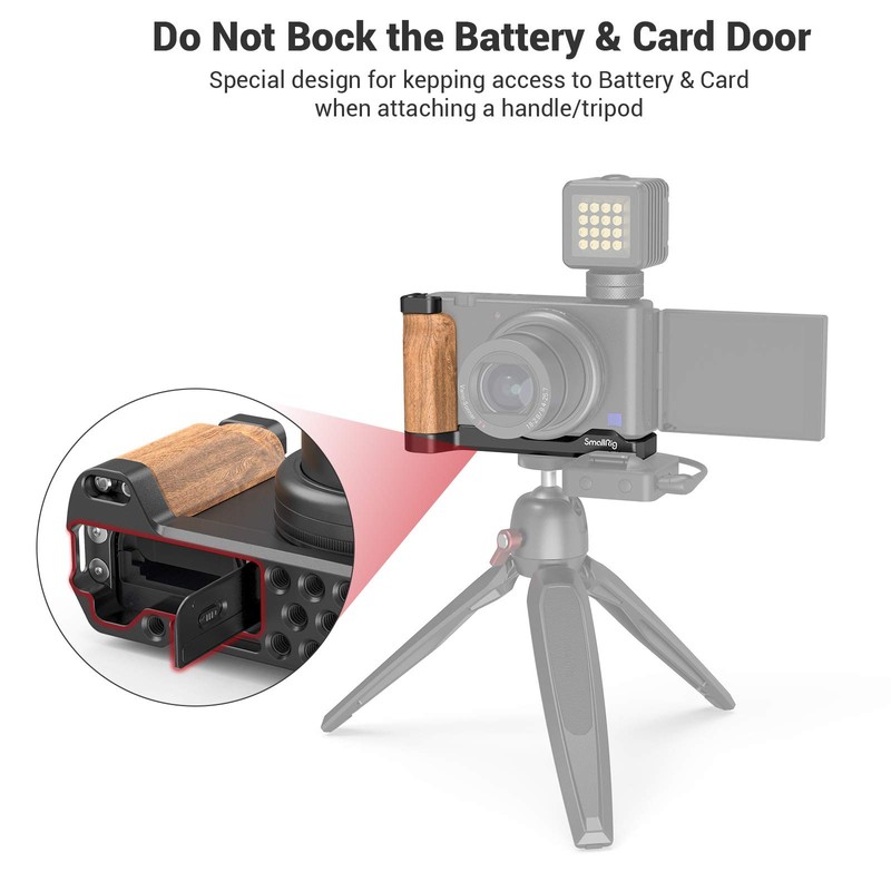 SmallRig L-Shape Wooden Grip with Cold Shoe for Sony ZV1