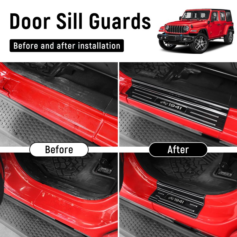 YOJOJOCO Door Sill Guards Compatible with Jeep Wrangler JL JLU