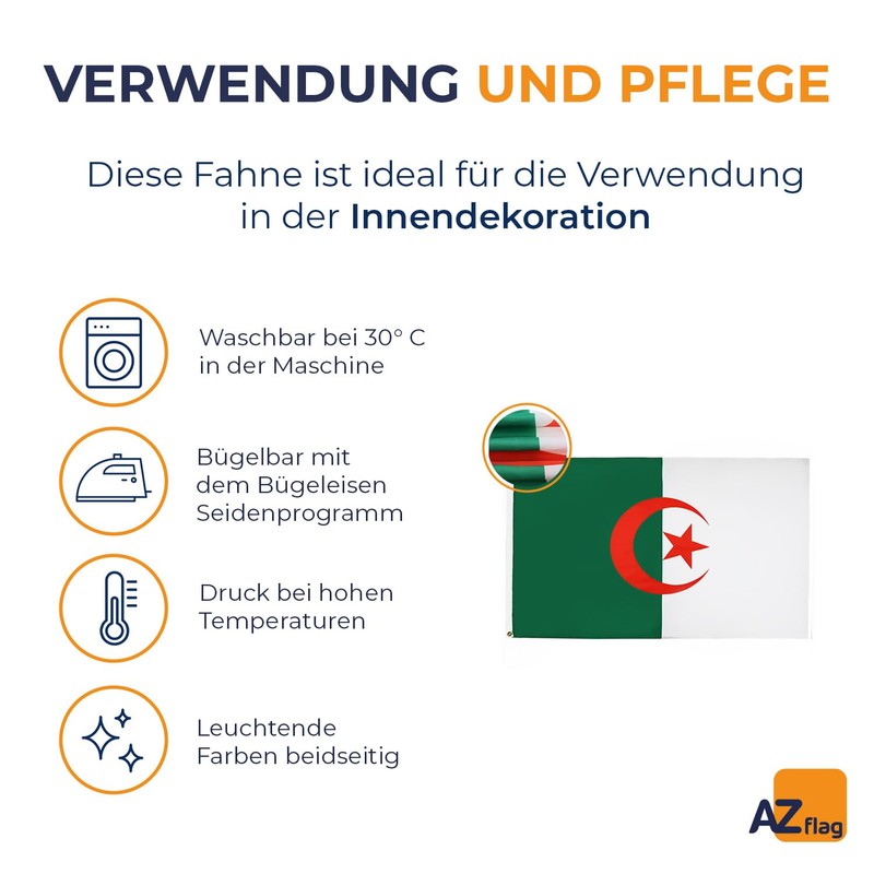 AZ Flag Algerian Flag 150 x 90 cm Fine Polyester