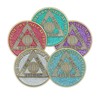 2 Year Sobriety Coin | Glitter Triplate AA Chip Recovery