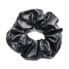 QinGoo Large Stylish Leather Leather Scrunchie Black Hair Elastic Hair