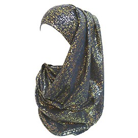 Lina & Lily Women's Hijab Muslim Head Scarf Turban with Gold Glitter Sparkle, navy blue