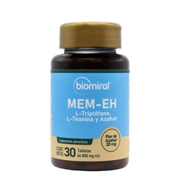 Biomiral Mem-Eh - Suplementos Alimenticios - L-Teanina, L-Triptfano, Flor de Azahar - Con Aminocidos - 30 Tabletas 800 Mg cu - Libre de OGM           