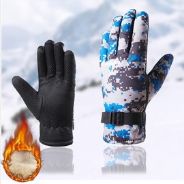 Unisex Winter Fleece Motorcycle Gloves for Cold Weather Brown Gloves