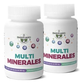 Kit 2 Multiminerales 100 Cápsulas De 500 Mg Rinde 100 Días Sin Sabor