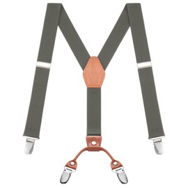 Buyless Fashion Adjustable Suspenders for Kids - 26" Elastic Straps 1" - Leather Y Shape Back - 5151 - Charcoal-Gray