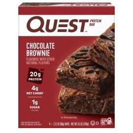 Barra Proteica Quest, Brownie de Chocolate, 20g de Proteína, Sin Gluten, 4 Unidades