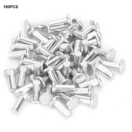 Pack of 100 Gb867 M4 Flat Head Full Rivets, Solid Aluminium Rivets, Replacement for Aluminium, Full Rivets, Aluminium Rivets, Flat Head Full Rivets (M4 x 10)