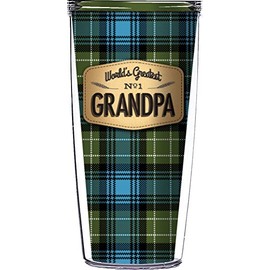 Signature Tumblers World's Greatest No. 1 Grandpa Wrap on Blue Flannel 16 Ounce Double-Walled Travel Tumbler Mug