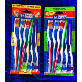 Dr. Fresh 12 Toothbrushes for Whole Family 6 Soft + 6 Firm. multi-Level Bristles