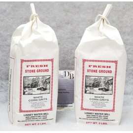 Linney's Mill White Corn Grits Fresh Stone Ground 2/2 lb Bags