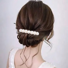 TseenYi Wedding Pearl Hair Clips Barrettes Flower Pearl Hair Barrettes Gold Pearl Head Clip Bridal Pearl Barrettes Vintage Pearl headdress Decorative Barrettes Hair Accessories for Women and Girls