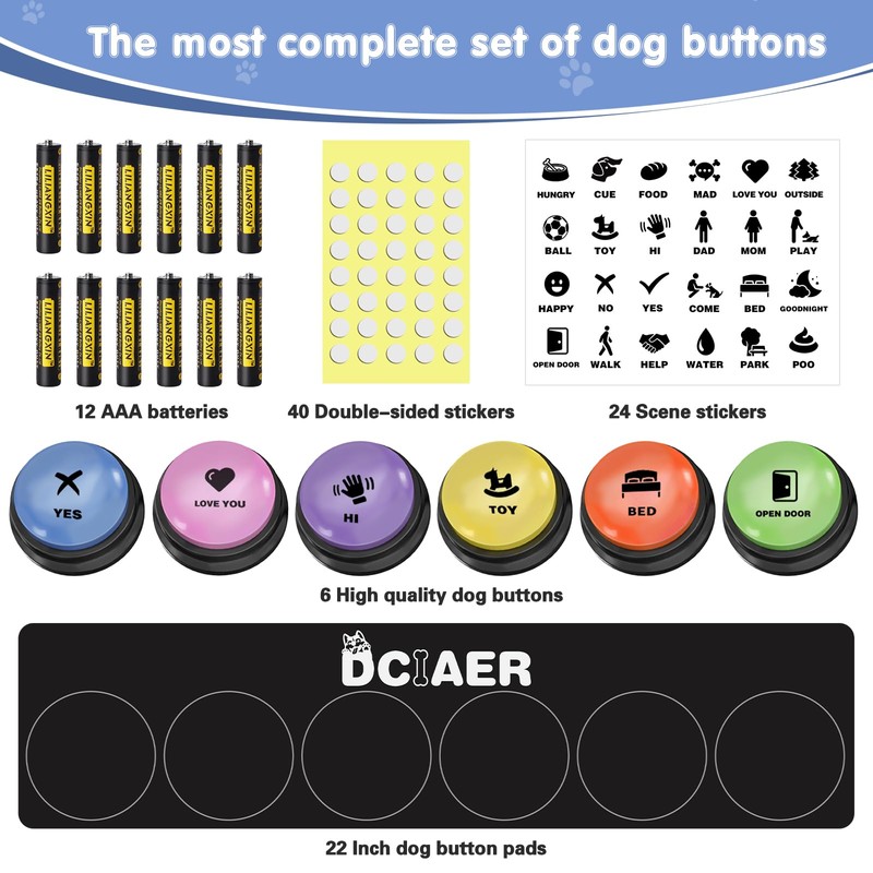 DCIAER Dog Buttons for Communication, 6 PCS Dog Talking Button