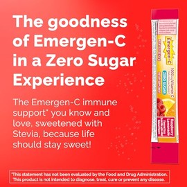 Emergen-C Zero Sugar 1000 mg Vitamin C Powder for Daily Immune Support Caffeine Free Vitamin C Supplements with Zinc and Manganese, B Vitamins and Ele