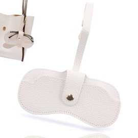 TORMEN Portable Soft Leather Sunglasses Case,Glasses Case Holder Portable with Keychain Hook,Lightweight,Slim, Metal Snap Closure, Versatile Eyeglass Pouch for Types of Glasses (Cream White)