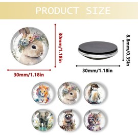 Thapncow Fridge Magnets 12 Pack Funny Animal Fridge Magnets Funny Round Magnets for Magnetic Board Fridge Whiteboard Kitchen (30mm)
