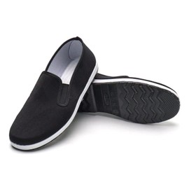 Tai Chi Chinese Traditional Canvas Kung Fu Shoes, Martial Arts Old Beijing Style, Black Rubber Sole Unisex Size Men 9/Women 10