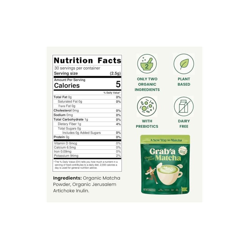 Graba Té Verde Matcha Instantáneo Orgánico En Polvo GrabA Matcha