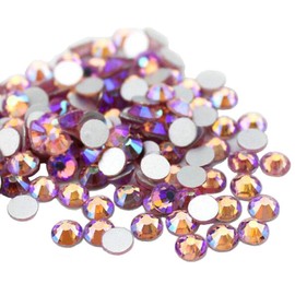 Jollin Glue Fix Crystal Flatback Rhinestones Glass Diamantes Gems for Nail Art Crafts Decorations Clothes Shoes(ss34 288pcs, Pink AB)
