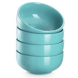 DOWAN 22 OZ Ceramic Soup Bowls & Cereal Bowls - 6" Classic Bowls Set of 4 for Soup, Cereal, Oatmeal, Fruit, Rice - Dishwasher & Microwave Safe (Turquoise)