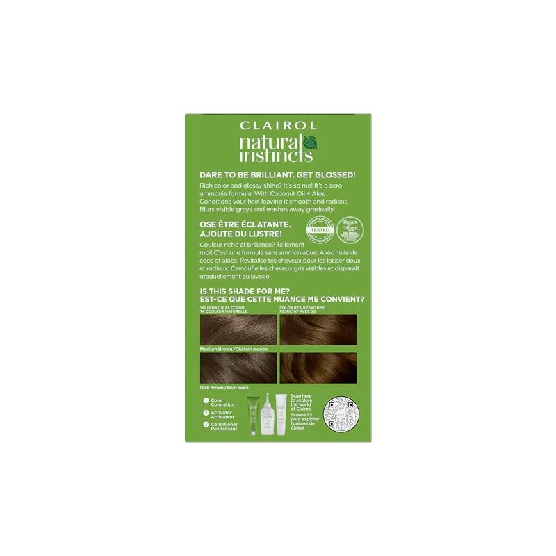 Clairol Natural Instincts Demi-Permanent Hair Dye, 5G Medium Golden Brown