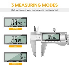 Digital Caliper Vernier Caliper Inch/Metric Conversion 6Inch 150mm Digital Fractional Caliper with Extra Large LCD Screen Featured Measuring Tool