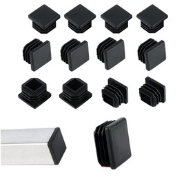 Square Plastic Plugs, 12 Pack 1" Inch Insert End Caps for Square Tubing Post，Black Chair Leg caps for Metal Tubing, Fence, Glide Insert for Pipe Post, Chairs and Furniture