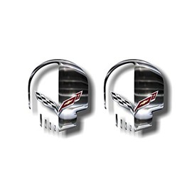 2 Jake Skull Chrome Effect Print Vinyl Decals Checkered Flag C4 C5 C6 C7 Decal Stickers (Chrome Effect Print)