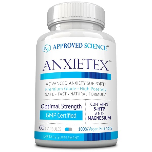 Approved Science Anxietex™ - Naturally Boost Mood - Promote Relaxation and Calm The Mind - L-Theanine and Magnesium - 60 Capsules - Vegan Friendly - 1 Month Supply