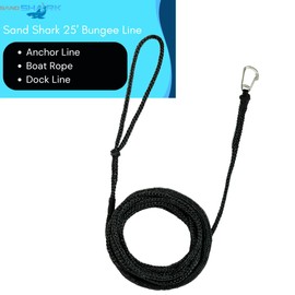 SandShark 25-28ft Shock Absorbing Anchor Line, Dock Line with Loop and Stainless Steel Clip - Ideal Boat Anchor Rope, Pontoon Boat Accessories, Or Boat Rope