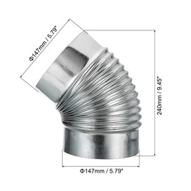 PATIKIL 5.8" OD 45 Degree Elbow Duct Pipe Connector, HVAC Ventilation Chimney Flue Tube Connector Galvanized Iron Adapter for Camping Vent Exhaust Stovepipe