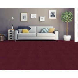 Peel and Stick 12x12 Self Adhesive Carpet Tiles Do It Yourself (DIY) Ribbed Carpet Floor Tiles for Residential & Commercial Carpet Squares for Flooring Use (Burgundy)