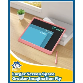 TEKFUN Teen Girl Gifts Ideas, 15inch LCD Writing Tablet for Kids Age 8-10 and Up, Doodle Board 4 5 6 7 Year Old Girl Toys, Mothdays Day Gifts Homeschool Supplies Easter Gifts for Adults(Pink)