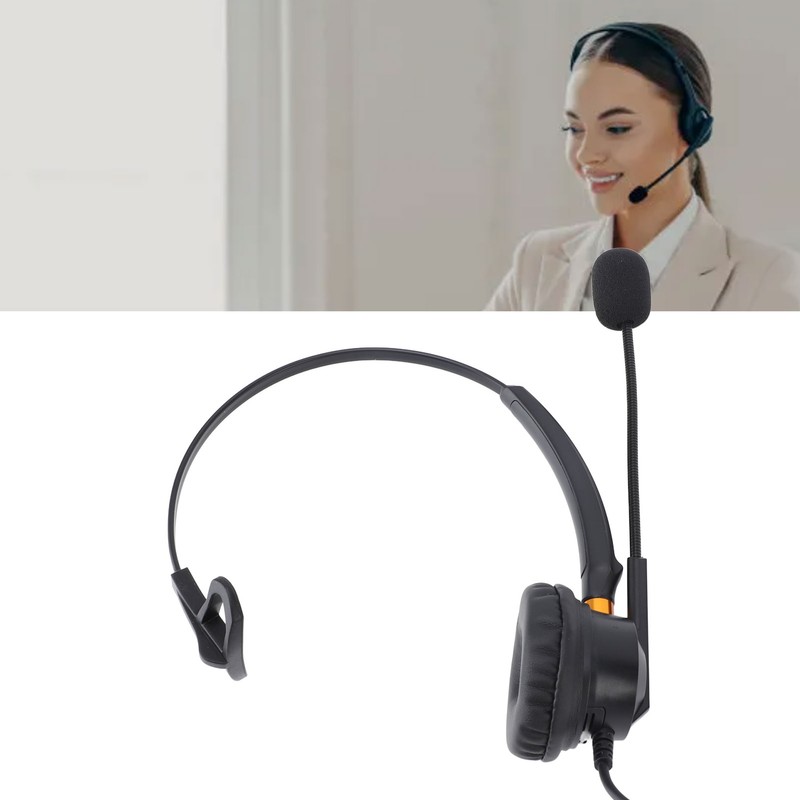 Telephone Headset with Noise Cancelling Microphone Black USB Corded Single
