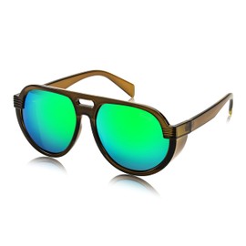 FEISEDY Polarized Aviator Sunglasses Side Shield Goggles Oversized Flat Top Shades 80s Retro Steampunk Aviator Sun Glasses B0096